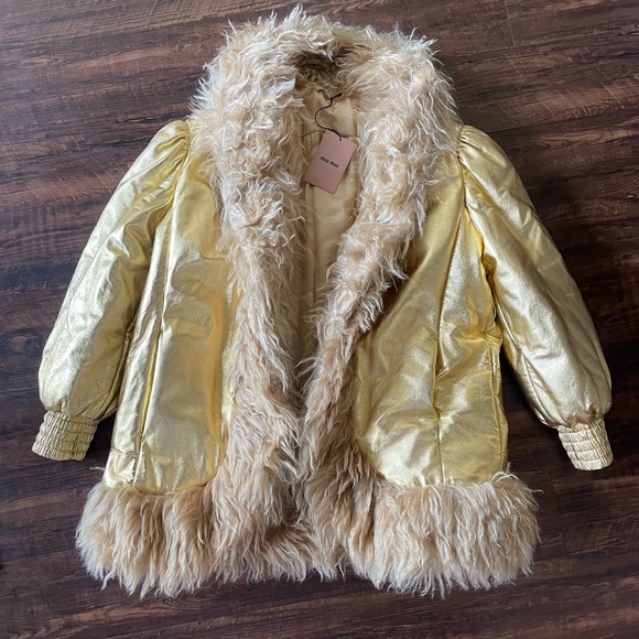 MIU MIU Pennylane Rare FW 2009-2011 Archive Gold Lambskin Shearling Puffer Coat - Picture 2 of 16